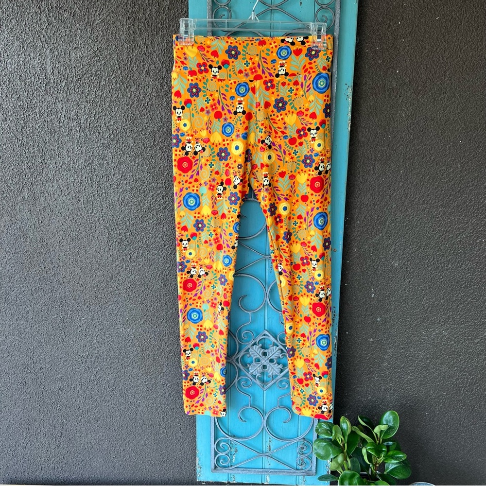 Rare LulaRoe Baby Mickey & Minnie Mouse OS Leggings Woman’s Fall Colors Floral.